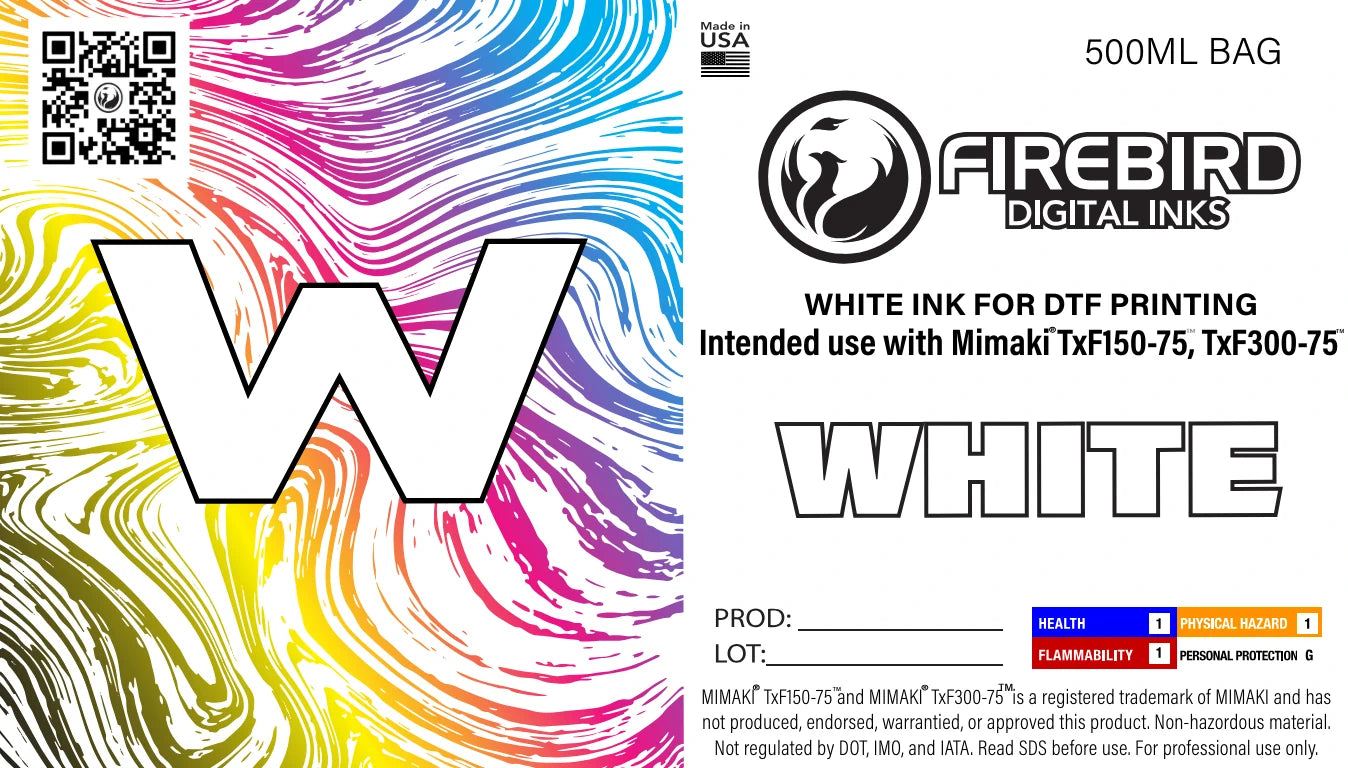 FIREBIRD Ink Replacement Bags for Mimaki PHT50 White 500ML