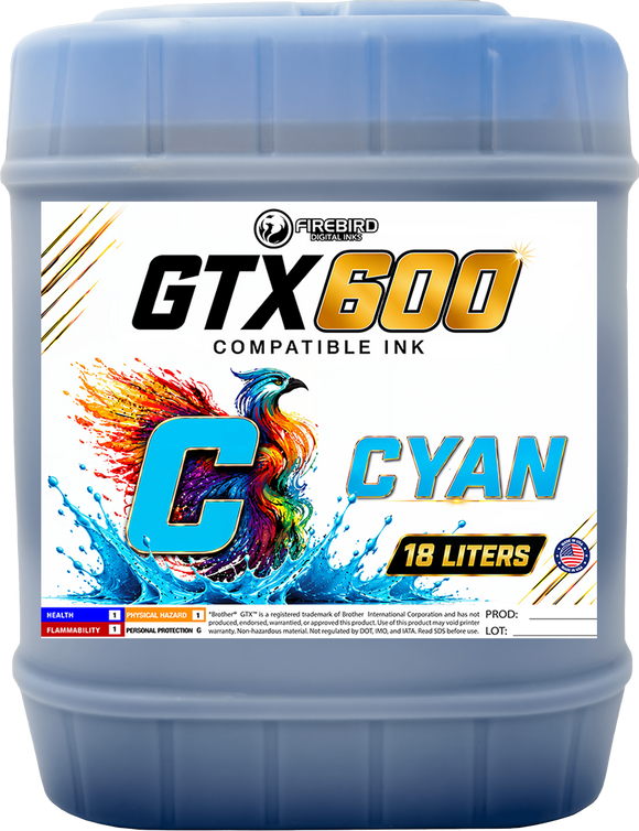 Brother GTX600 Compatible Ink - Cyan / 18 Liters