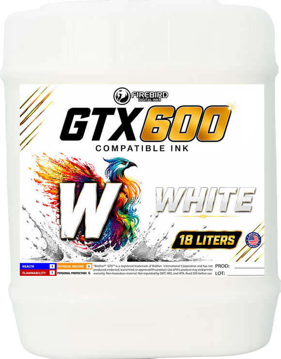 Brother GTX600 Compatible Ink - White / 18 Liters