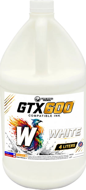 Brother GTX600 Compatible Ink - White / 4 Liters
