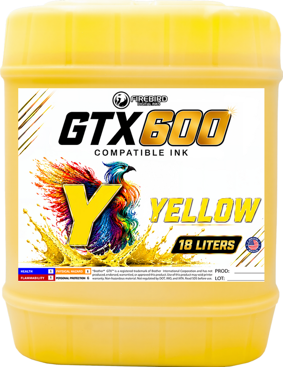 Brother GTX600 Compatible Ink - Yellow / 18 Liters