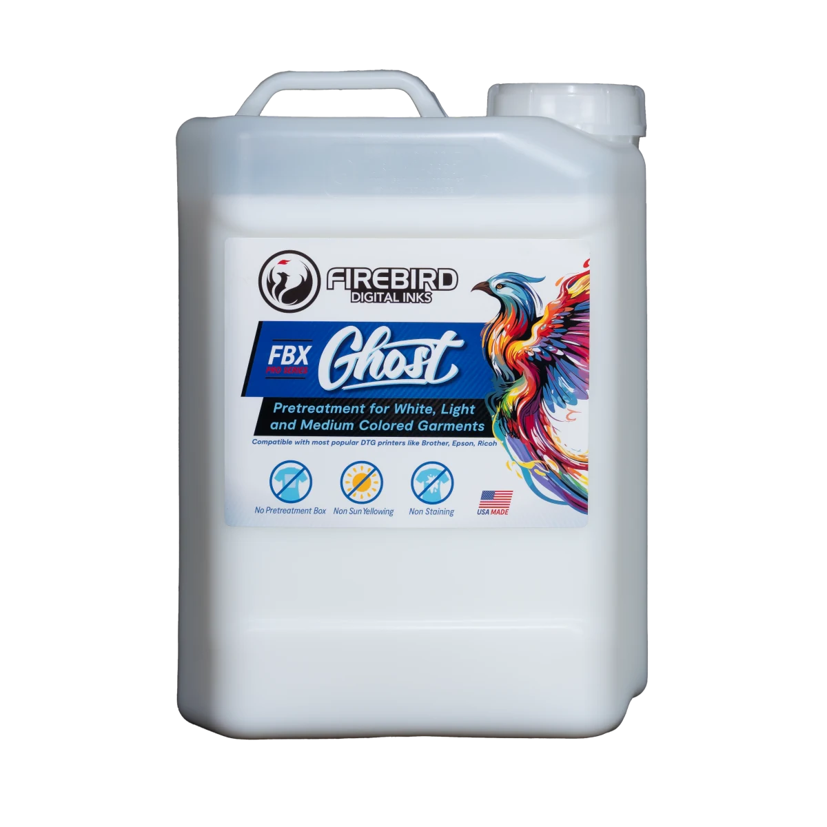 FIREBIRD FBX Ghost Pretretment for White, Light and Medium Colored Garments 5 Gallon Bottle