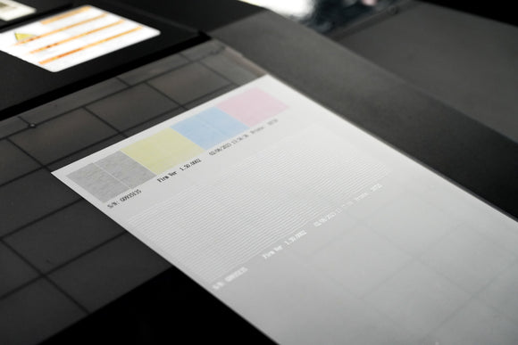 Brother GTX Pro B (Pre-Owned) - Preloaded with FIREBIRD Ink - nozzle check reference print.